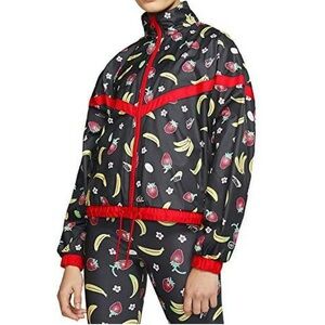 Nike Women’s Black Fruit Print Jacket / Leggings Set  CJ3719-010 Sz XL  Rare!